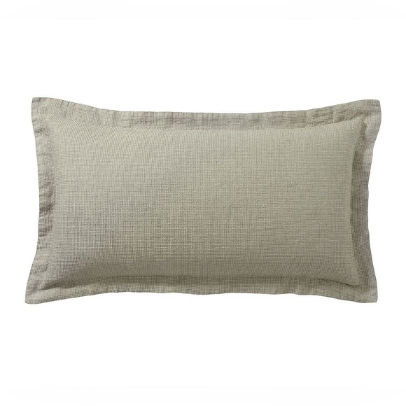 NEW Pottery Barn Belgian Flax Linen Waffle Weave King Pillow Sham Eucalyptus NWT - Picture 2 of 6